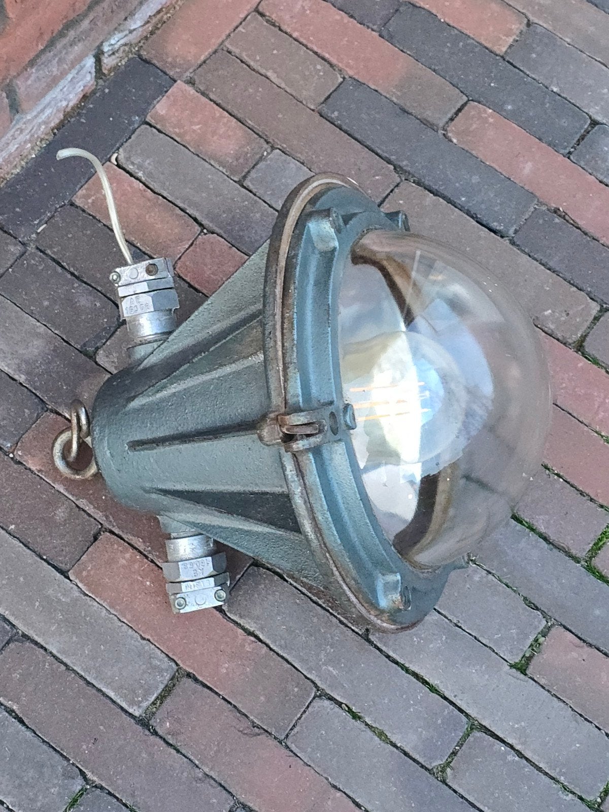 antieke industriële fabriekslamp of maritieme schijnwerper, Antiek en Kunst, Ophalen of Verzenden