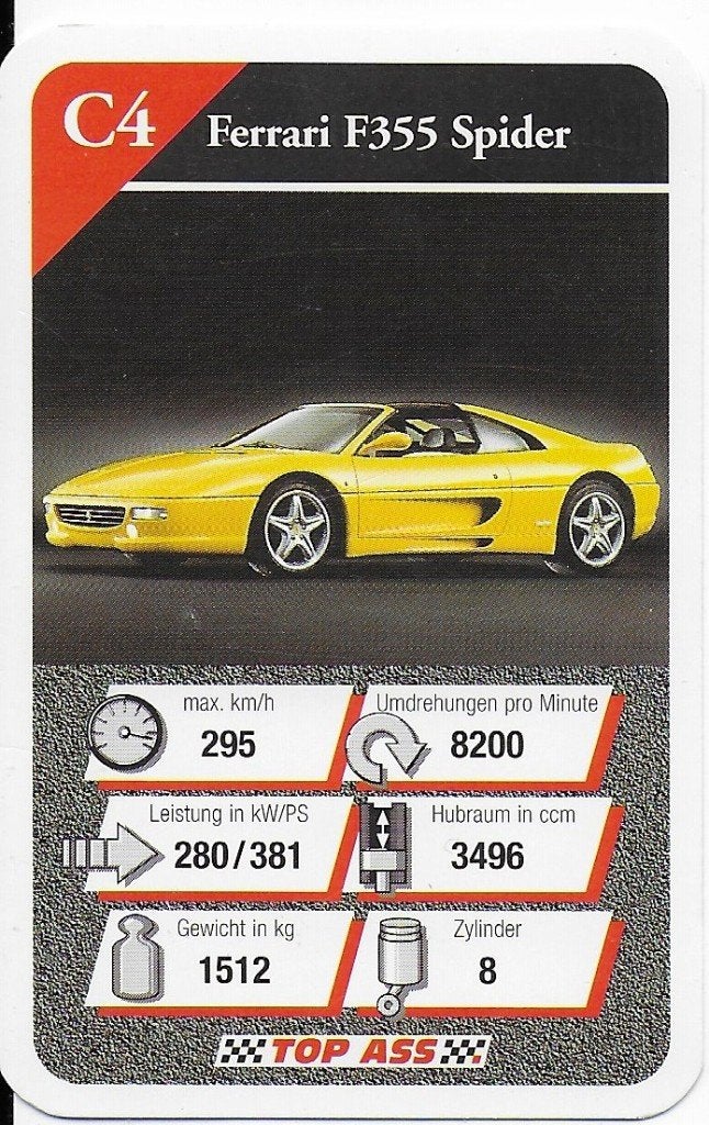 Kw25 autokaartje ferrari f355 spider ( c4, Ophalen of Verzenden, Zo goed als nieuw, Auto's