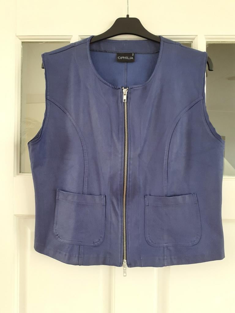 Ophilia blauw lederlook gilet maat 2 = maat 40-42, Blauw, Maat 42/44 (L), Ophalen of Verzenden, Zo goed als nieuw