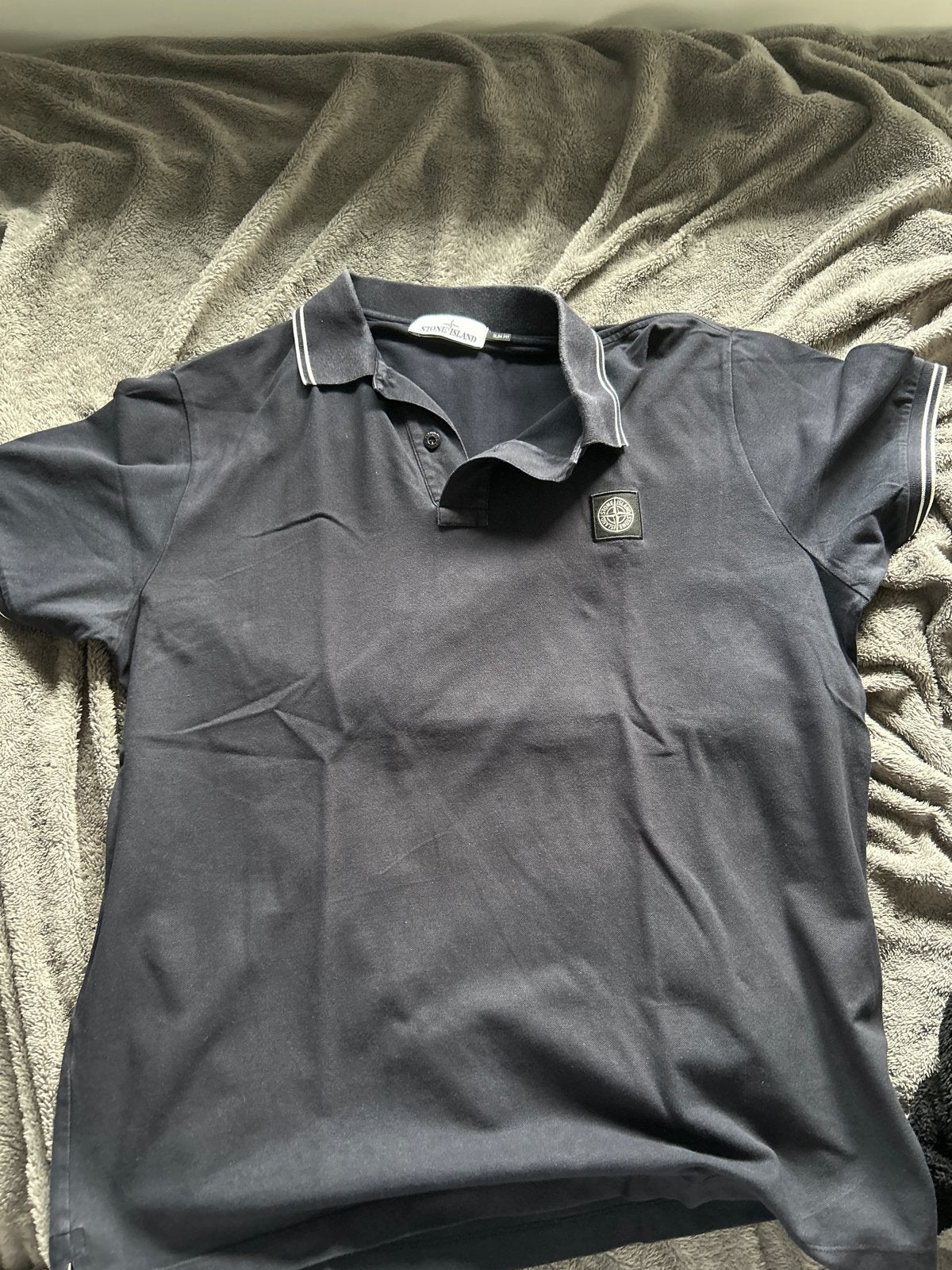 Zwarte Stone Island Slim Fit Polo - Maat XXL, Ophalen of Verzenden, Zo goed als nieuw, Overige maten, Zwart