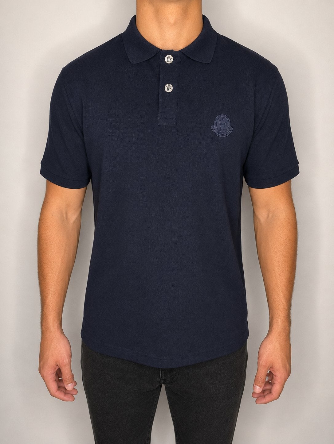 Moncler poli shirt tshirt donkerblauw, Ophalen of Verzenden, Zo goed als nieuw, Blauw