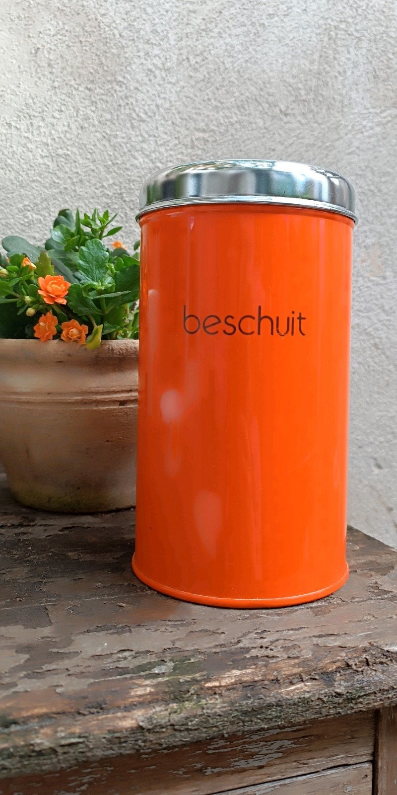 Retro Brabantia Beschuitbus Oranje, Ophalen of Verzenden