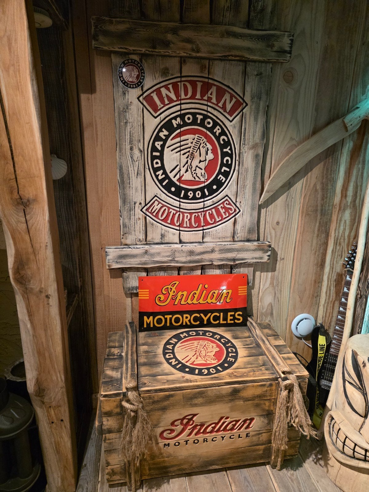 Indian Motorcycles kist emaile reclamebord mancave bar cafe, Ophalen, Gebruikt, Reclamebord