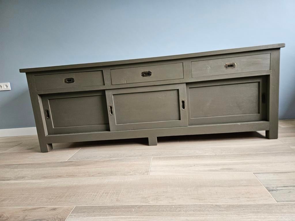 Kwaliteitsmeubel dressoir, massief Teak 200x43x70,5cm, Ophalen, 150 tot 200 cm, Teakhout, Zo goed als nieuw