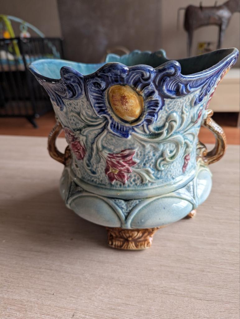Antieke Art Nouveau Majolica Bloempot - Onnaing Stijl, Ophalen