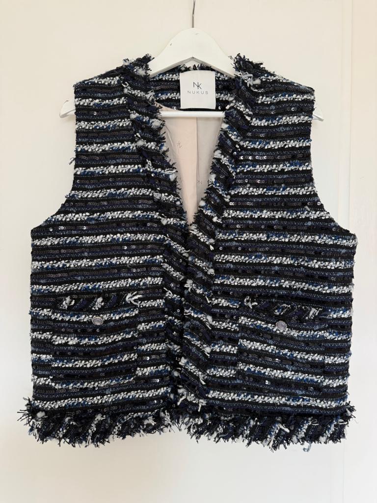 Nieuw! Nukus Tweed Gilet met Pailletten XXL, Ophalen of Verzenden, Nieuw, Maat 46/48 (XL) of groter, Blauw