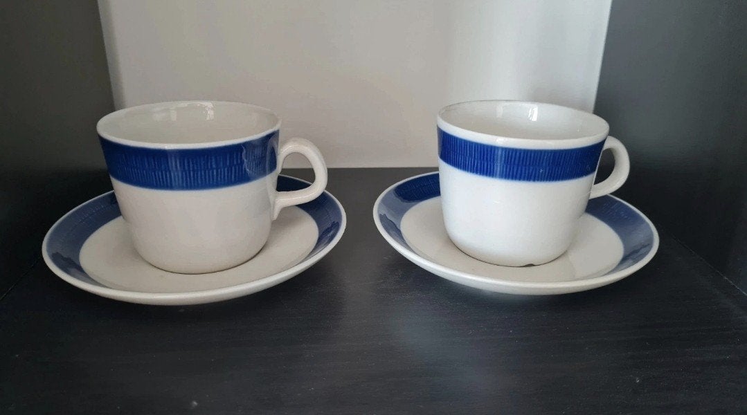 Set van 2 Vintage Rörstrand "Koka Blå" Kop en Schotels, Ophalen of Verzenden
