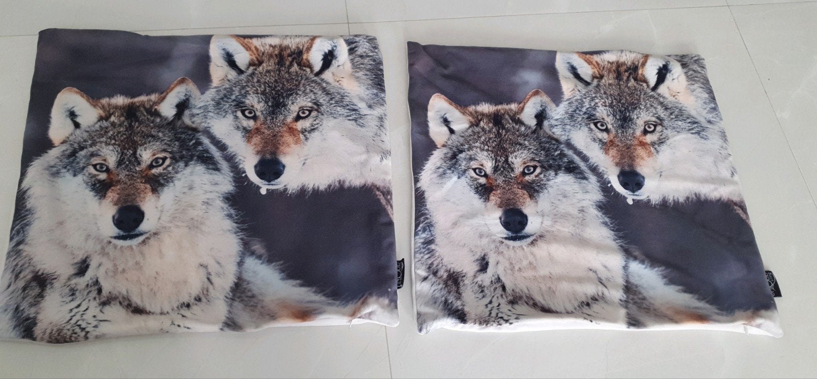 Set van 2 skussens hoes met wolvenprint van Unique Living, Meerkleurig, Met print, Vierkant, Ophalen of Verzenden
