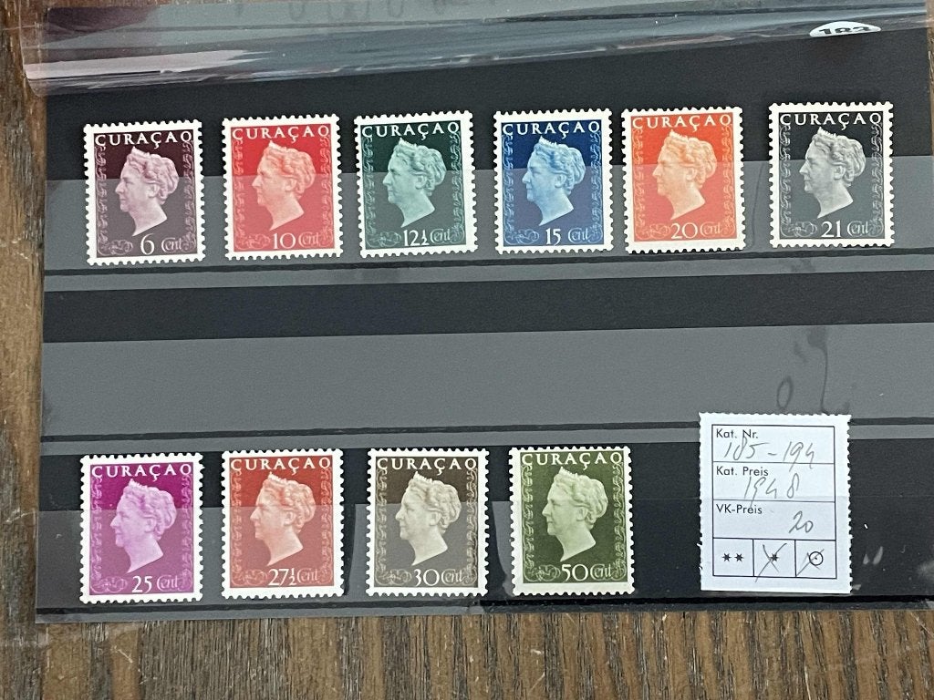 postzegels Curacao NVPH 185-194 postfris op kaart 183, Verzenden, Postfris