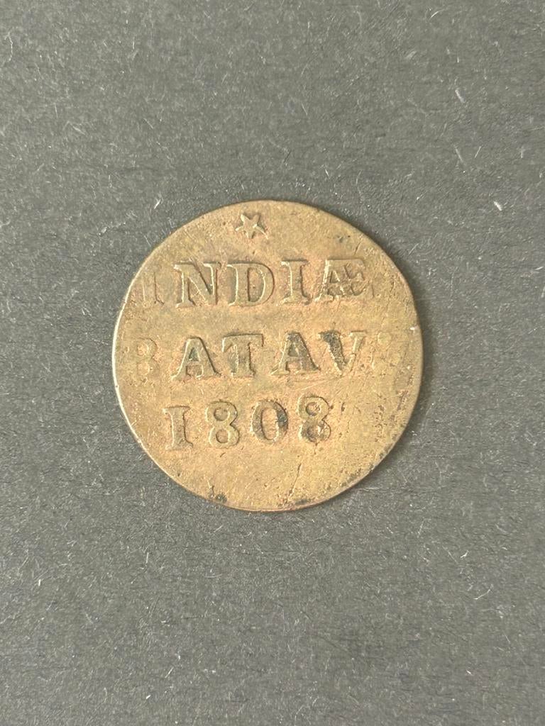 Duit Batavia Ned-Indië, 1808, Postzegels en Munten, Munten | Nederland, Ophalen of Verzenden, Vóór koninkrijk, Overige waardes