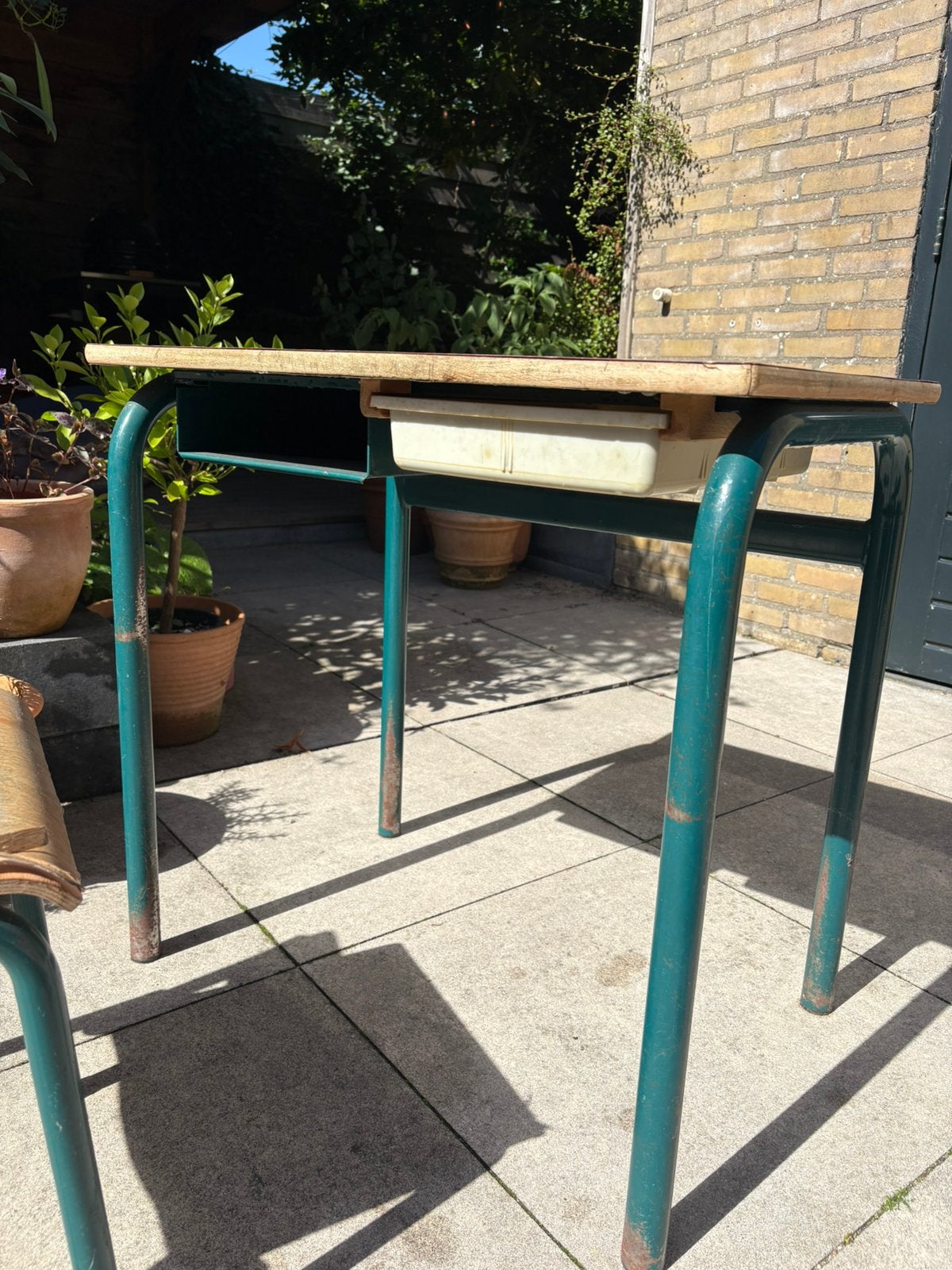 Vintage school tafel met stoel, Kinderen en Baby's, Ophalen, Gebruikt, Tafel(s) en Stoel(en)