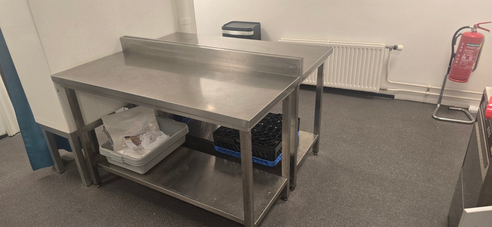 Maxima RVS Werktafel met Spatrand en Onderschap - 140x60, Ophalen, 100 tot 150 cm, Zo goed als nieuw, Minder dan 100 cm
