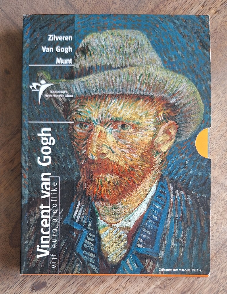 Zilveren 5 Euro Proof Munt 2003 Vincent van Gogh in mapje, Postzegels en Munten, Munten | Nederland, Zilver, Ophalen of Verzenden