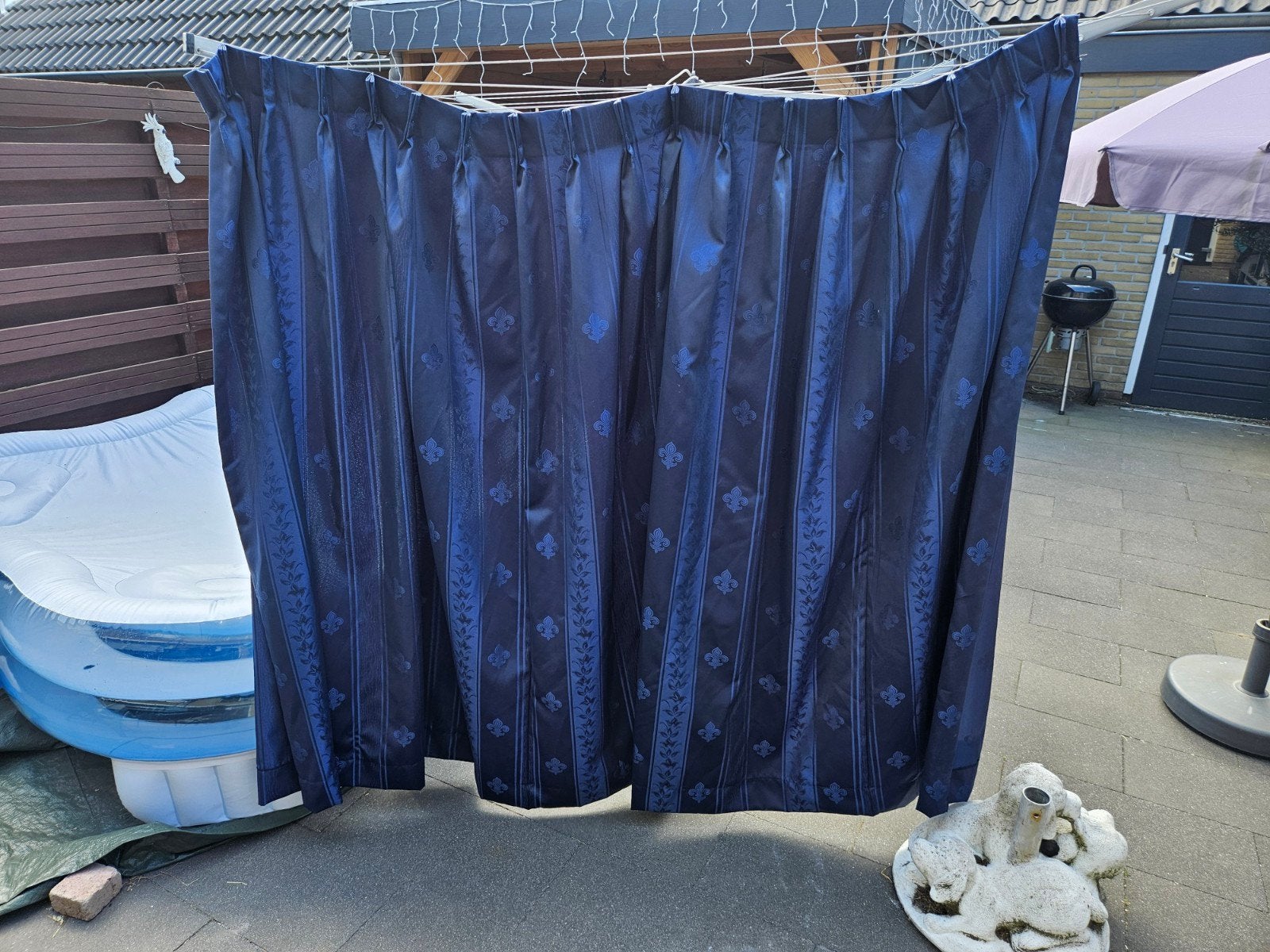 Blauwe gordijnen, 2 delen, 350x168cm, Huis en Inrichting, Stoffering | Gordijnen en Lamellen, Ophalen of Verzenden, Gebruikt, Blauw