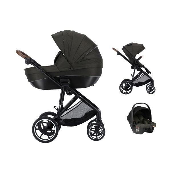 Puck Carl 3-in-1 Kinderwagen - Donkergroen, Zo goed als nieuw, Combiwagen, Met autostoeltje, Ophalen