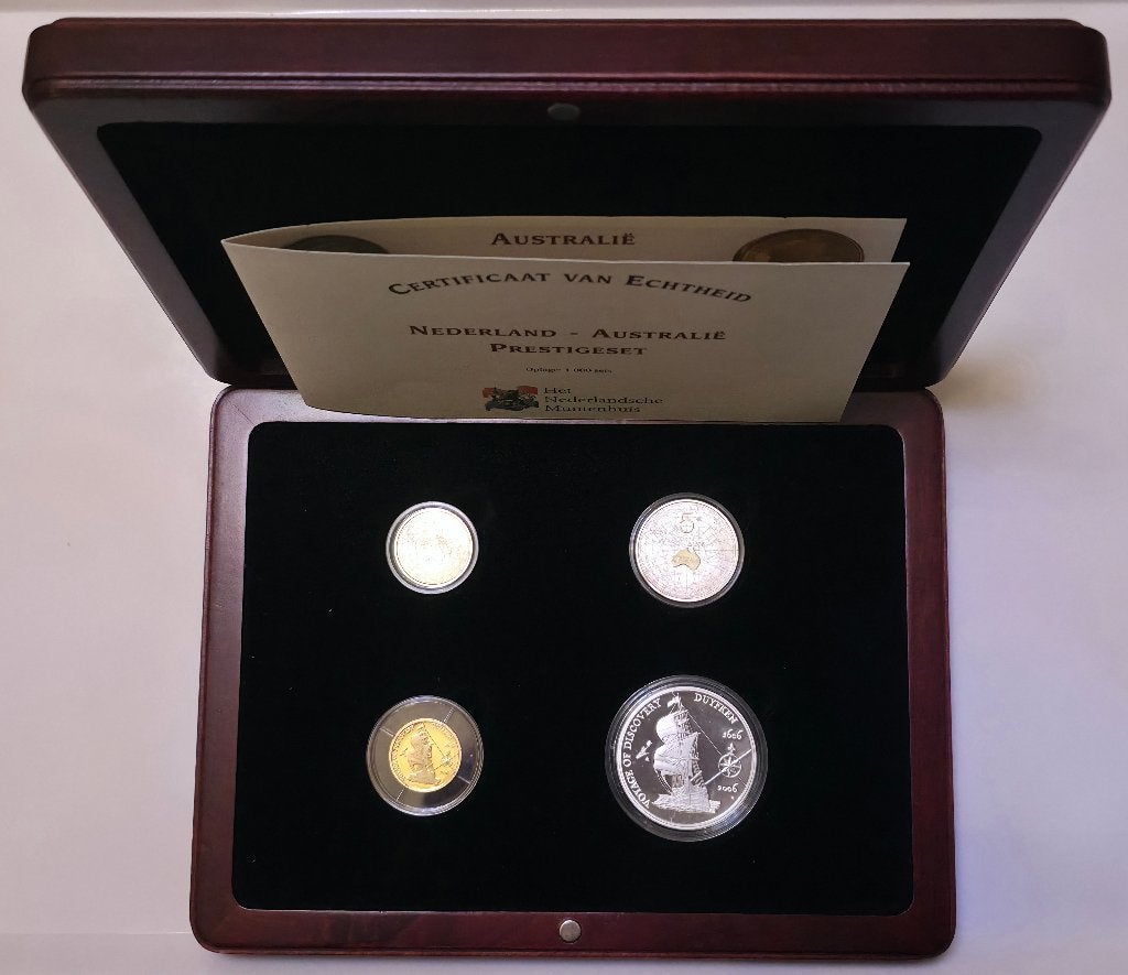 Prestigeset Nederland-Australië – Goud en Zilver, Postzegels en Munten, Setje, Koningin Beatrix, Euro's, Ophalen of Verzenden