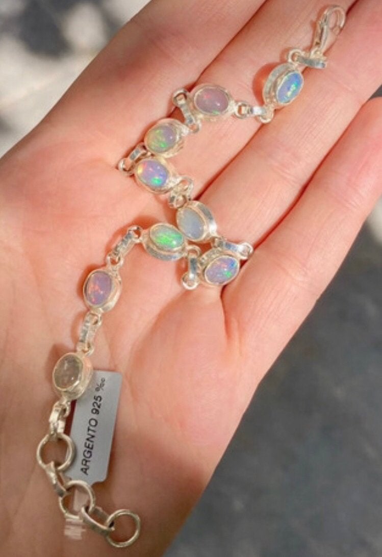 Opaal Armband Zilver 925  Italy Juwelier Edelsmid, Ophalen of Verzenden, Zo goed als nieuw, Zilver