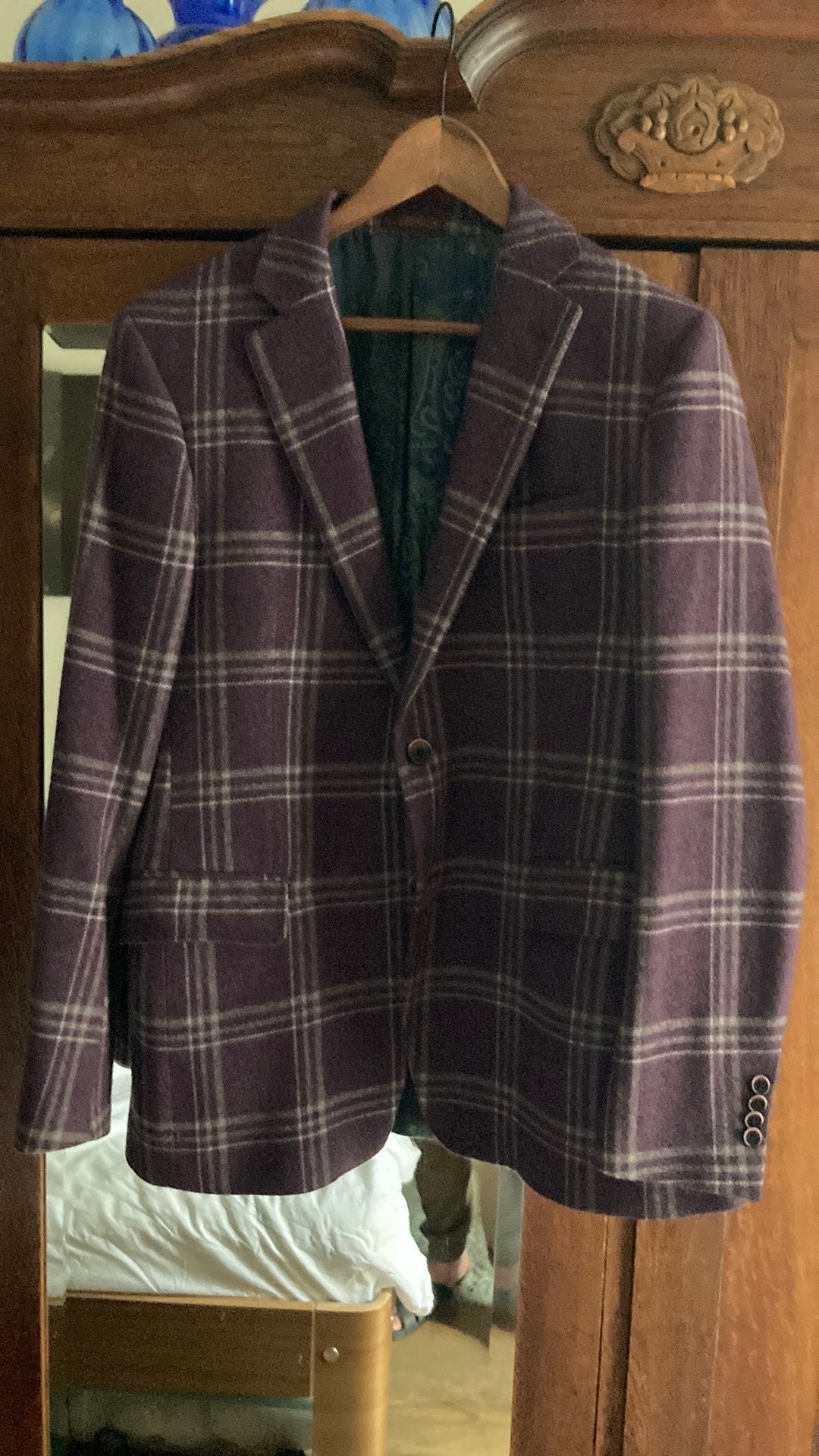 Etro Heren Blazer Geruit Paars/grijs  - Maat L, Ophalen of Verzenden, Zo goed als nieuw, Maat 52/54 (L), Paars