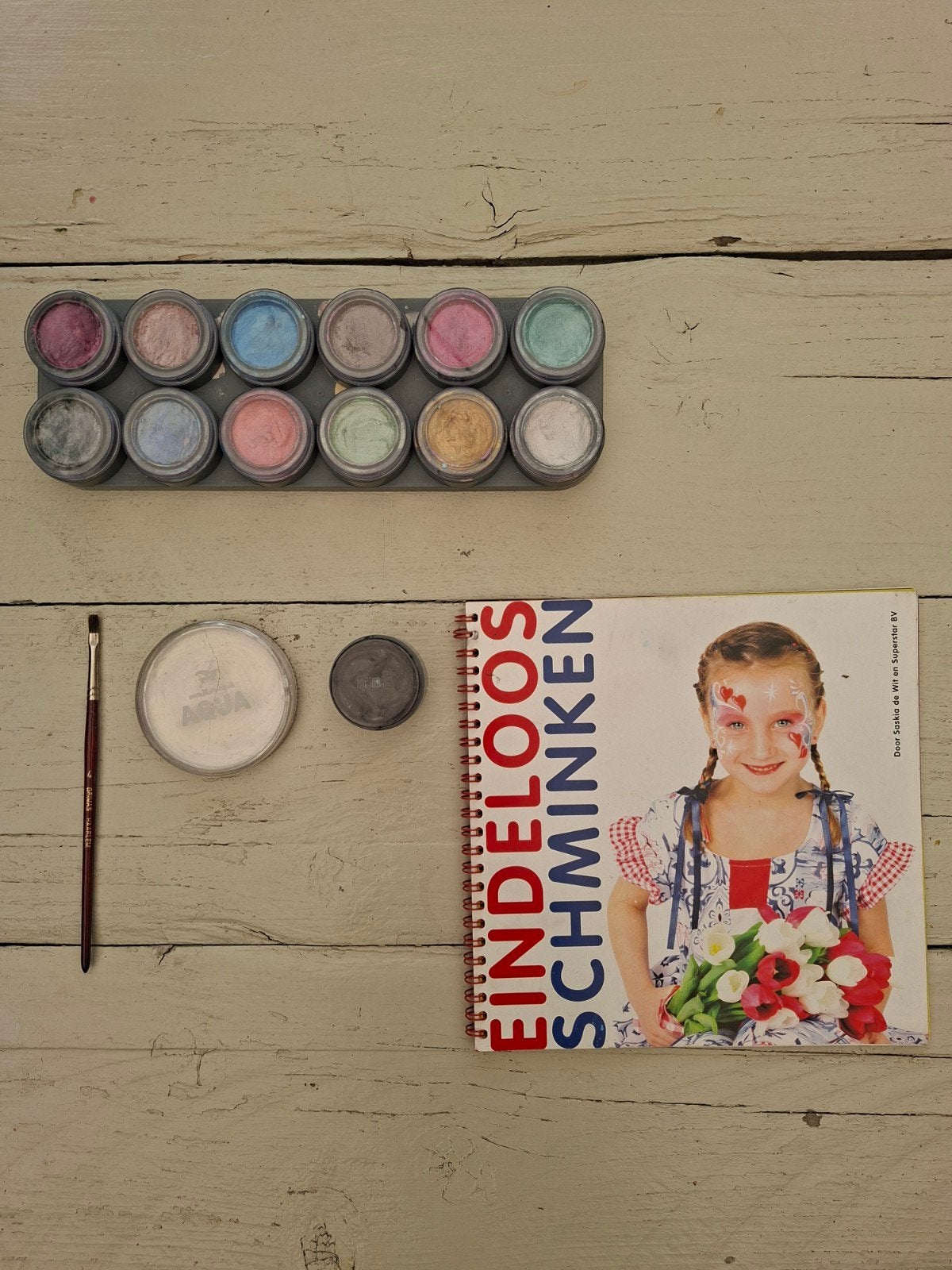 Professionele Grimas schminkset, penseel en voorbeeldboek, Sieraden, Tassen en Uiterlijk, Uiterlijk | Cosmetica en Make-up, Ophalen