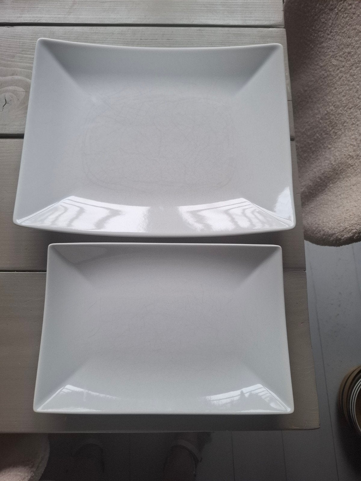 Sets van 6 witte rechthoekige borden, Huis en Inrichting, Keuken | Servies, Ophalen, Zo goed als nieuw, Bord(en), Overige stijlen