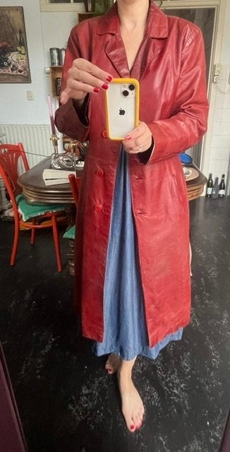Lange rode soepele leren jas van ARMA, ARMA, Ophalen of Verzenden, Zo goed als nieuw