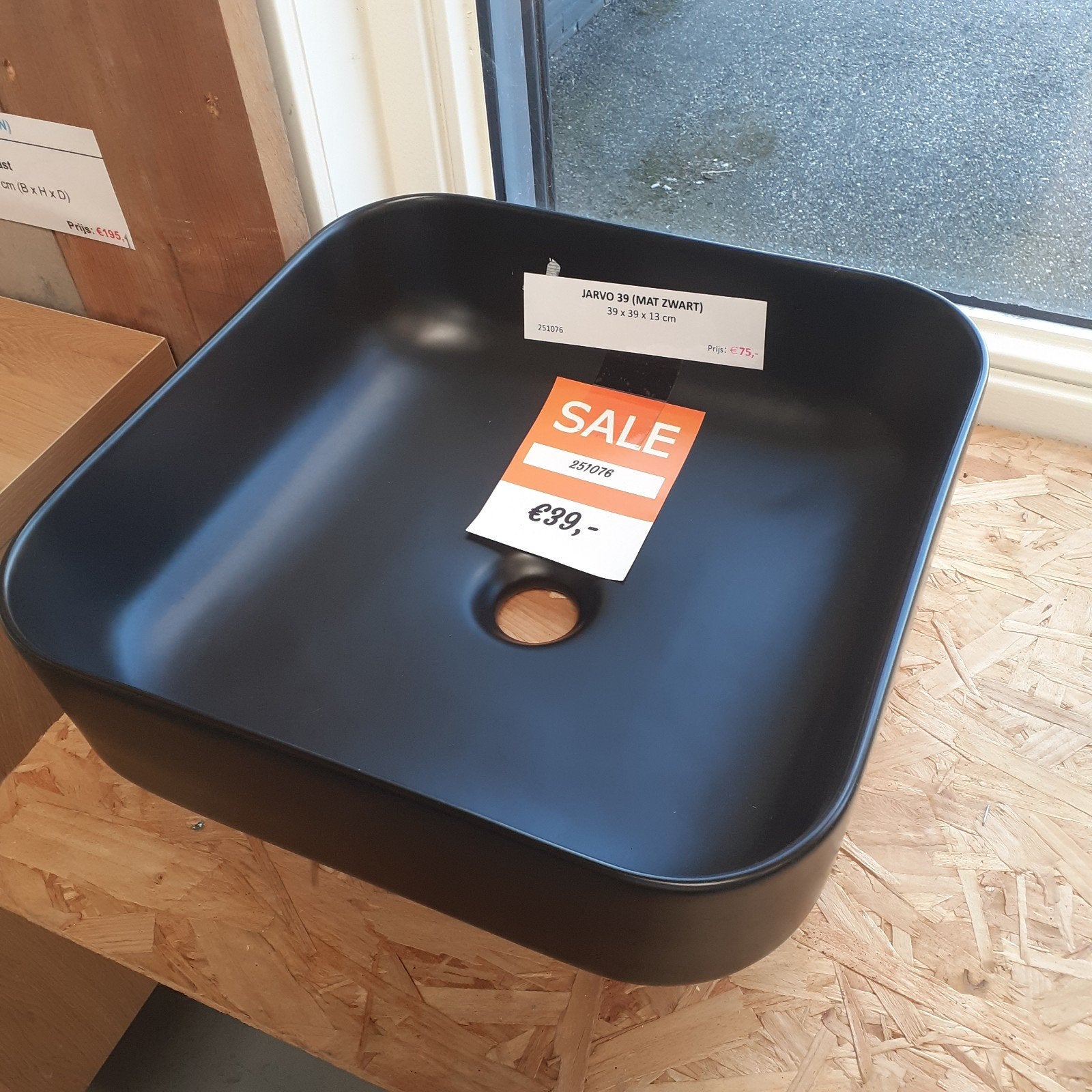 KORTING! Waskom, mat zwart, keramiek, modern, Jarvo 39, Huis en Inrichting, Ophalen of Verzenden, Nieuw