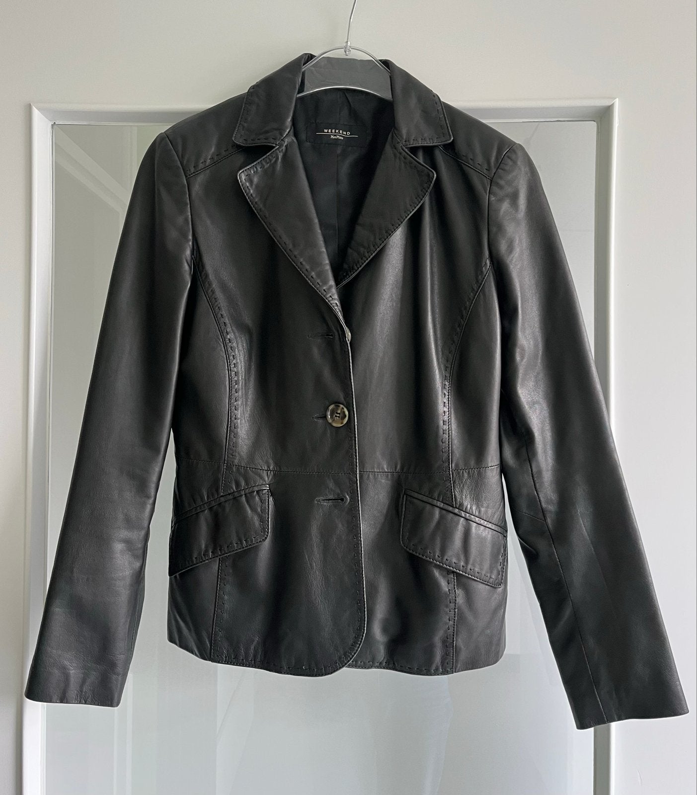 Weekend Max Mara - Zwart Leren Jasje, Zwart, Ophalen of Verzenden, Zo goed als nieuw, Jasje