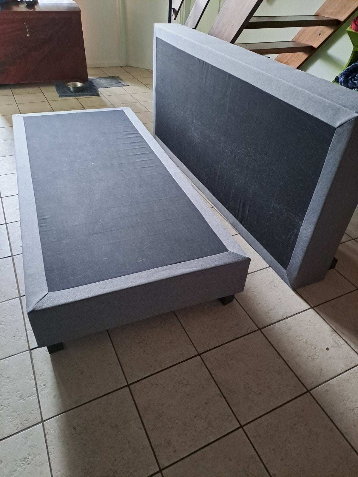 2x boxspring onderstel. 90-200 cm. Grijs, Ophalen, 90 cm, Eenpersoons, Zo goed als nieuw