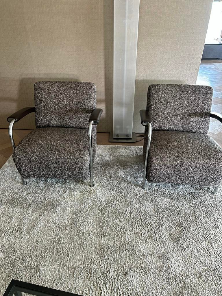 2 LEOLUX Scylla design fauteuils met chromen frame, Huis en Inrichting, Stoelen, Ophalen, Gebruikt, Twee, Overige kleuren