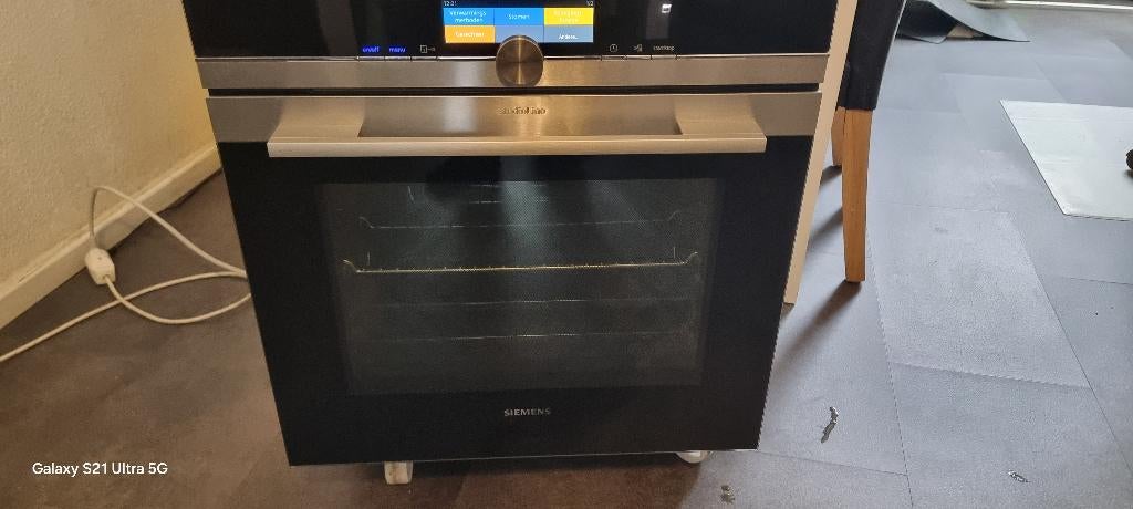 Prachtige Siemens inbouw stoomoven 60 cm model HS858GXS1, Ophalen, Gebruikt, Hete lucht, Oven met grill