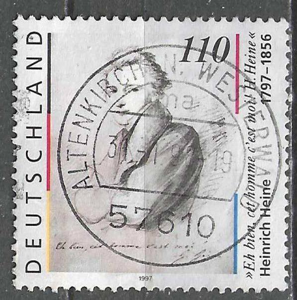 Duitsland 1997 - Yvert 1794 - Heinrich Heine (ST), Verzenden, 1990 tot heden, Gestempeld
