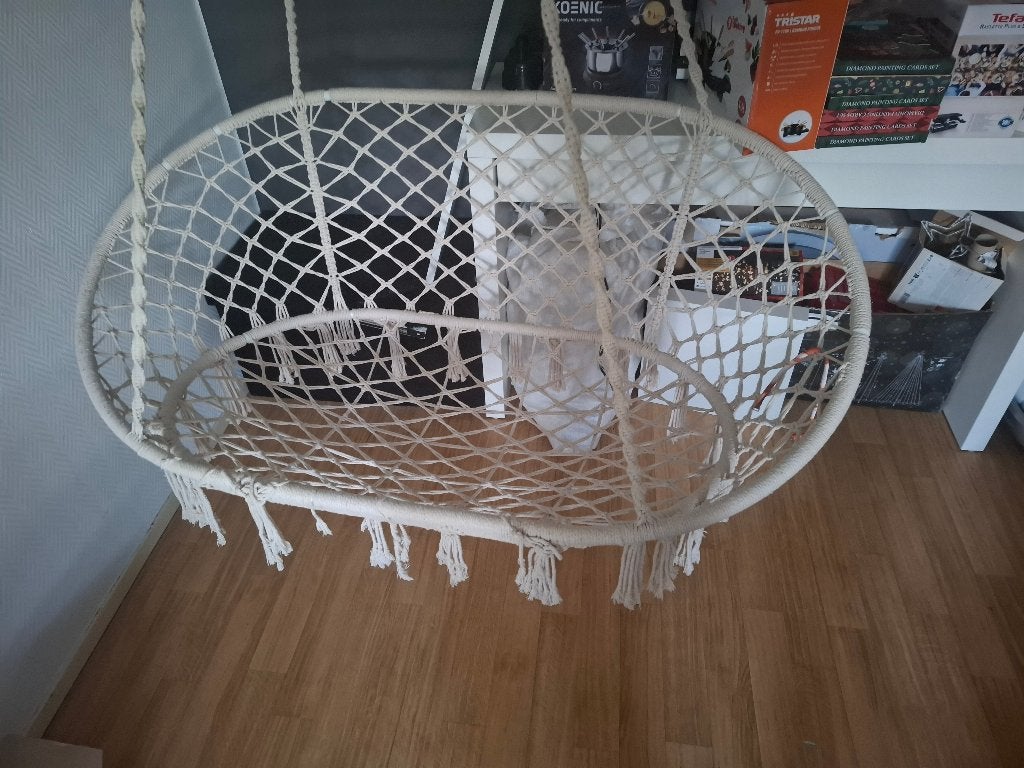 T.k. ecru ikea gehaakte hangstoel, Ophalen, Zo goed als nieuw