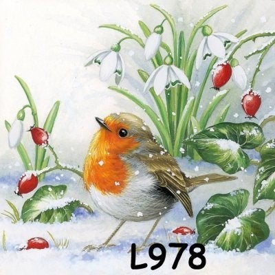 Servetten decoupage/bullet journal * roodborst L978, Verzenden, Nieuw