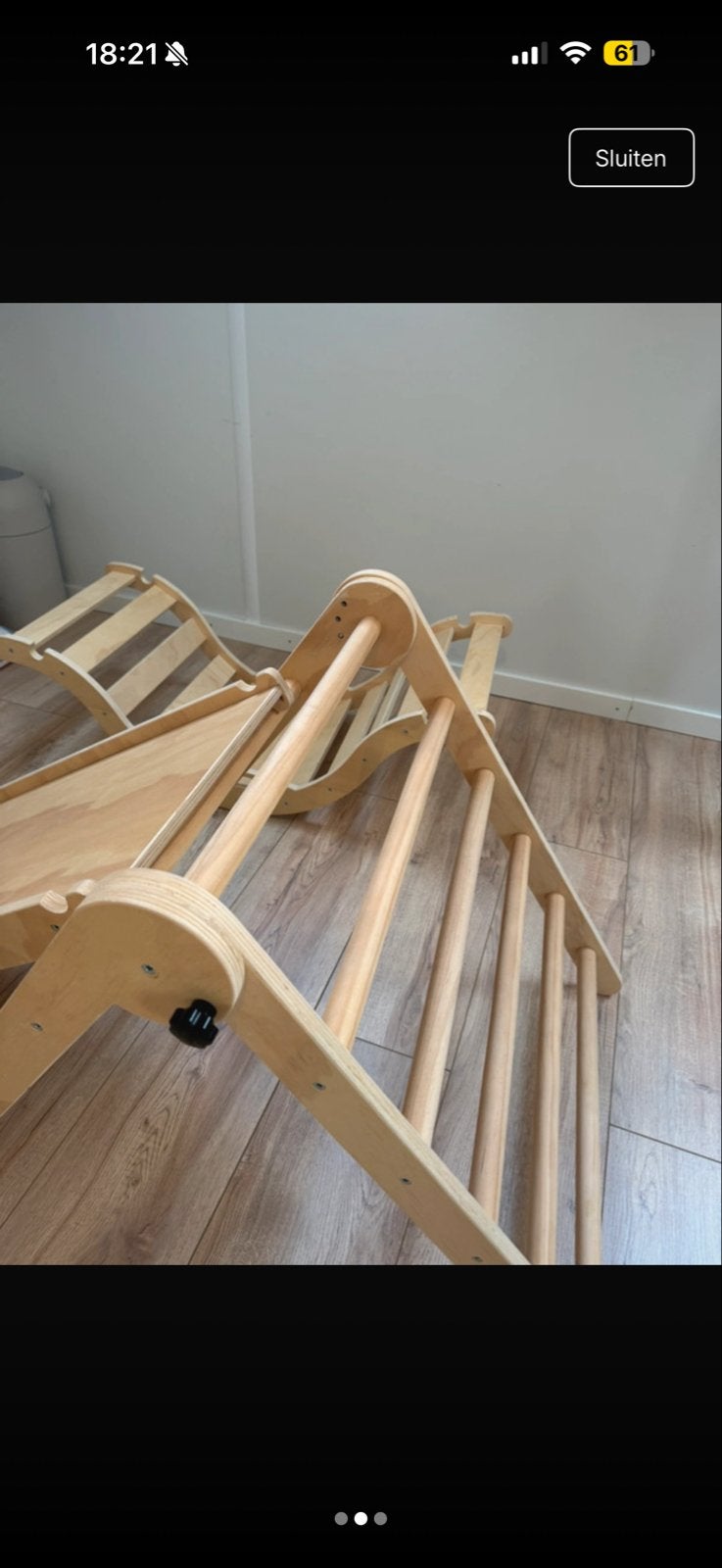 Houten Montessori Klimset met Glijbaan en Klimrek, Ophalen, Zo goed als nieuw