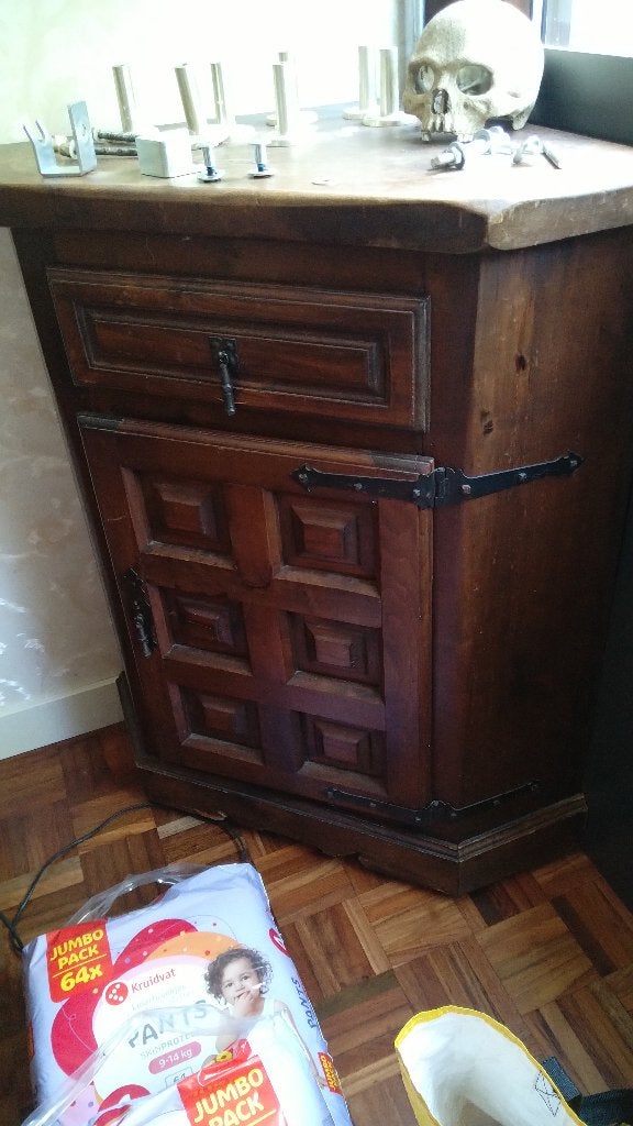 Antieke houten kast met lade en deur, Antiek en Kunst, Antiek | Meubels | Kasten, Ophalen