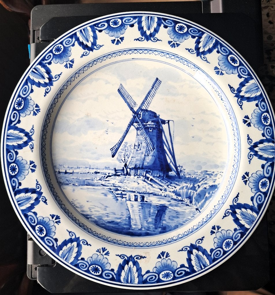 Porceleine Fles bord Met Molen, Antiek en Kunst, Ophalen