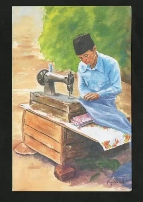 Indonesië Indië Jakarta Penjahit Kaki Lima Kleermaker., Ophalen of Verzenden, 1960 tot 1980, Ongelopen, Buiten Europa