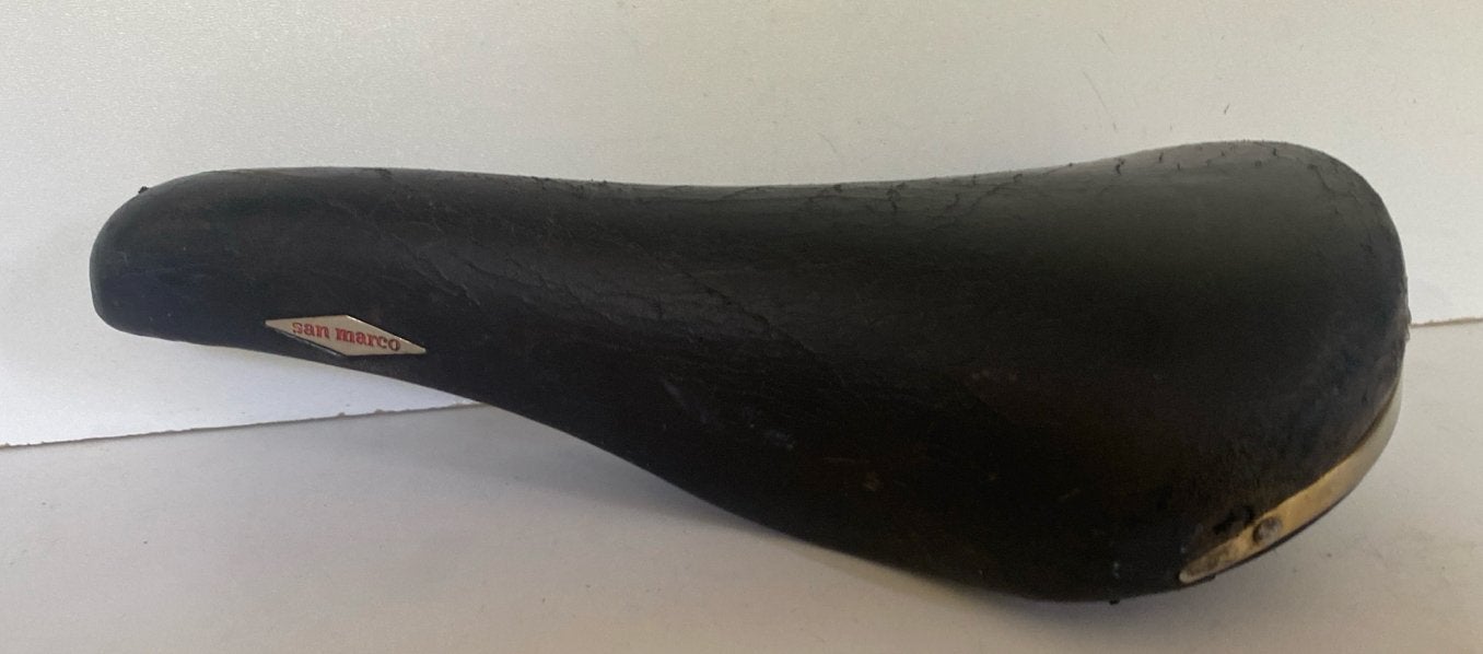 Vintage Selle San Marco Rolls Zadel - Zwart Leer, Fietsen en Brommers, Gebruikt, Leer, Ophalen of Verzenden, Zadel