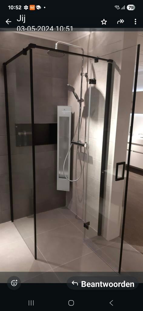 Nieuwe Sealskin douchewand en deur - Zwart, 2100mm hoog, Doe-het-zelf en Verbouw, Sanitair, Nieuw, Douche, Glas, Ophalen of Verzenden