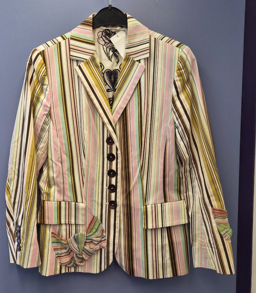 STIFF bijzondere blazer maat 38 – gestreept – zijde – 52023, Maat 38/40 (M), Meerkleurig, ., STIFF