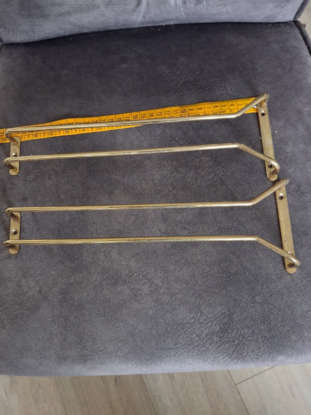 Twee koperkleurige gazen ophangers, Ophalen of Verzenden, Gebruikt, Goud, Metaal