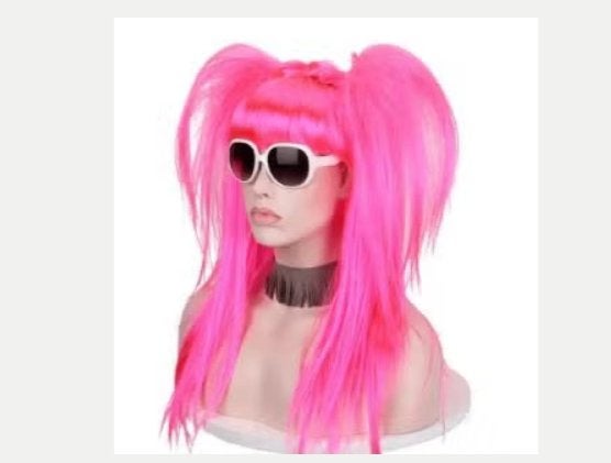 Cosplay pruik met dubbele paardenstaart roze synthetisch, Ophalen of Verzenden, Nieuw