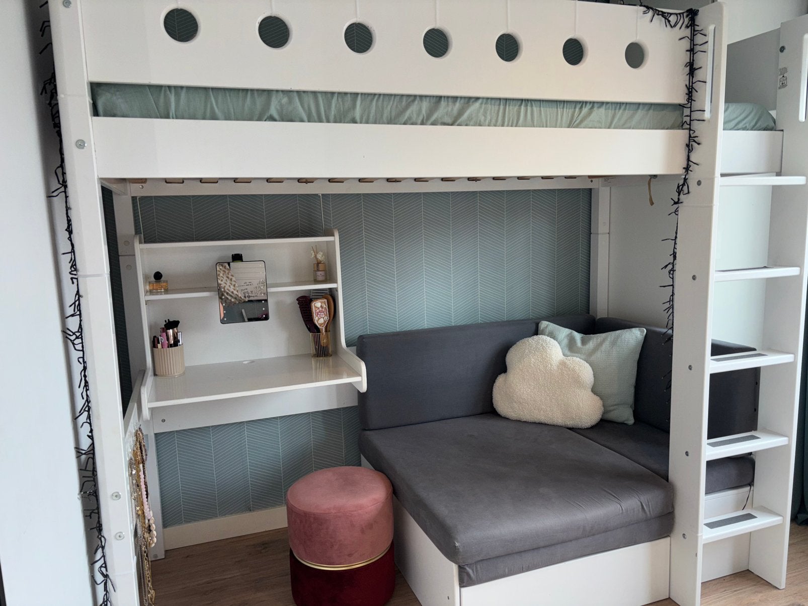 Bed - Hoogslaper met slaapbank, bureau en opbergruimte, Kinderen en Baby's, Ophalen, Gebruikt