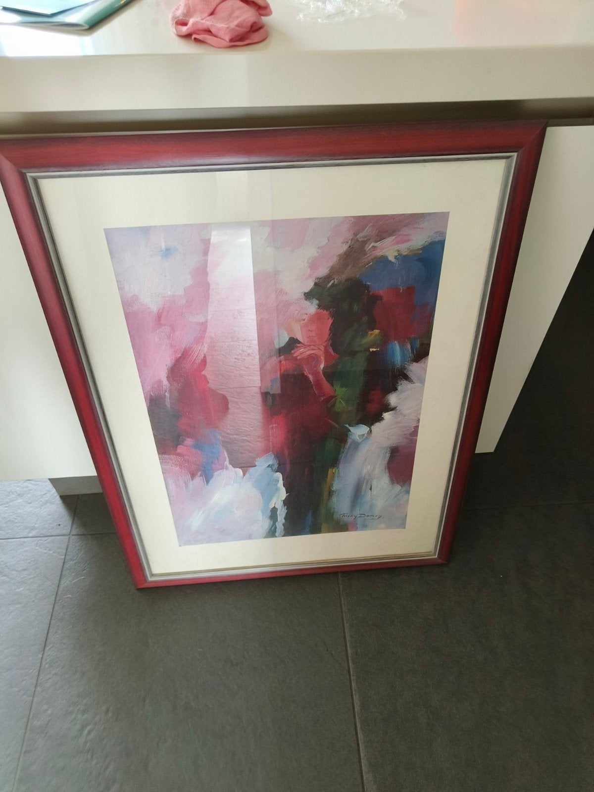 Gratis Schilderij - Abstracte Kunst met Rode Lijst, Ophalen