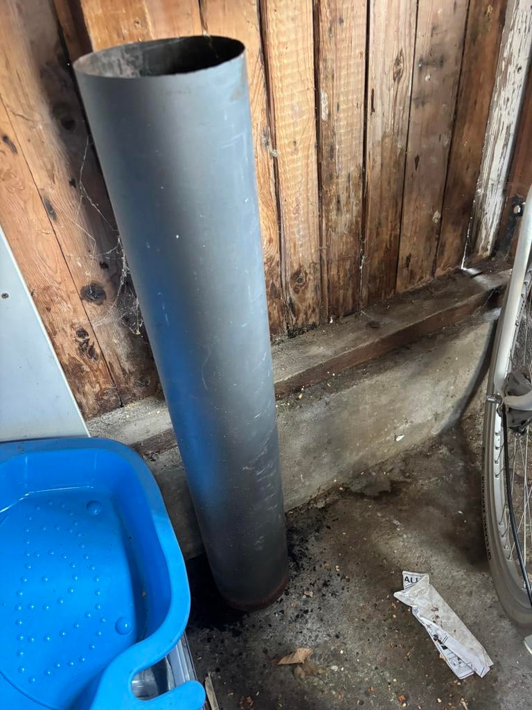 Kachelpijp 125mm teab, Doe-het-zelf en Verbouw, Buizen en Afvoer, Bochten, Ophalen of Verzenden, Zo goed als nieuw, Rvs