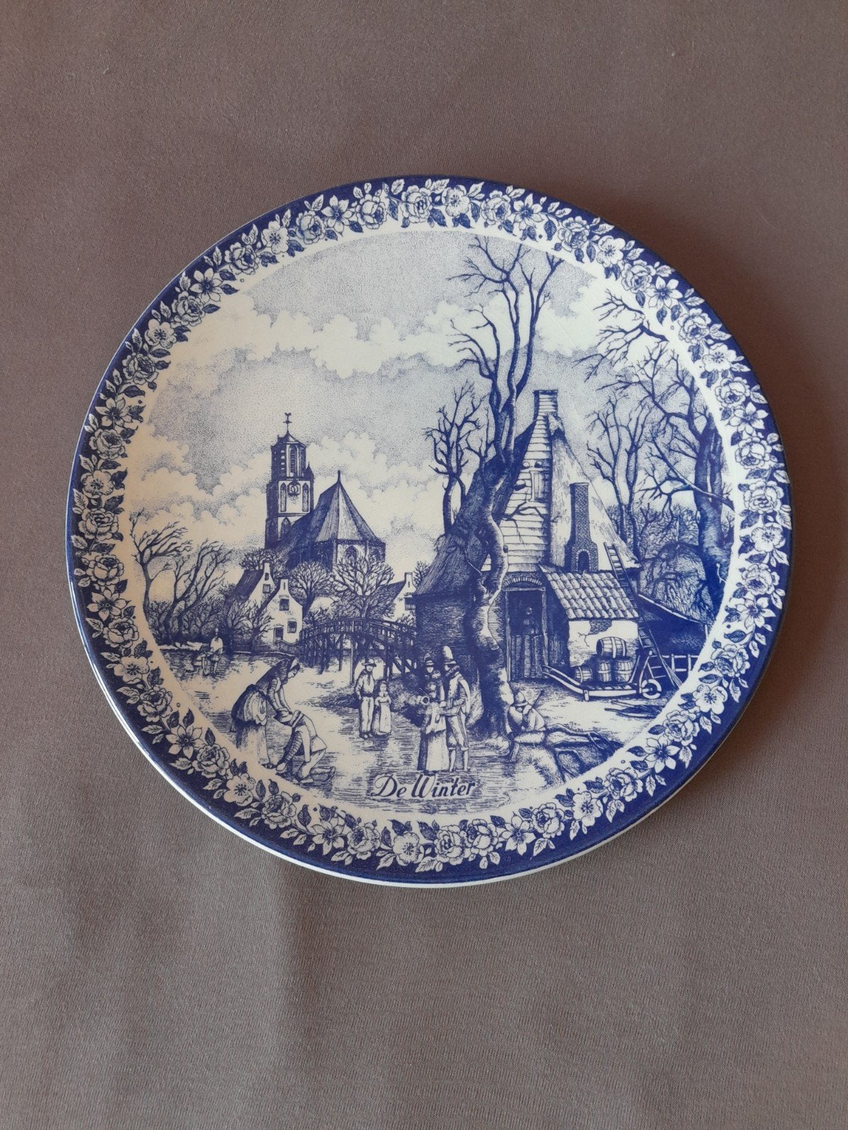Delfts Blauw Chemkefa Wandbord 'De Winter', Antiek en Kunst, Ophalen