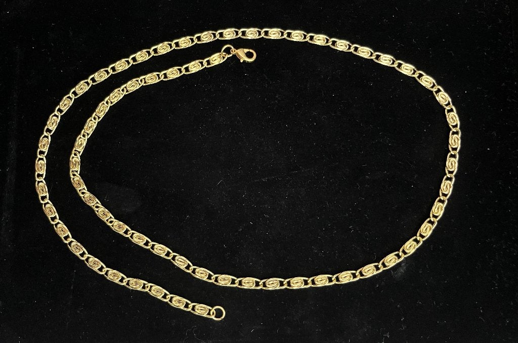 Ketting platte Koningsschakel Goud verguld 60 CM -NIEUW-, Ophalen of Verzenden, Nieuw, Goud, Overige materialen