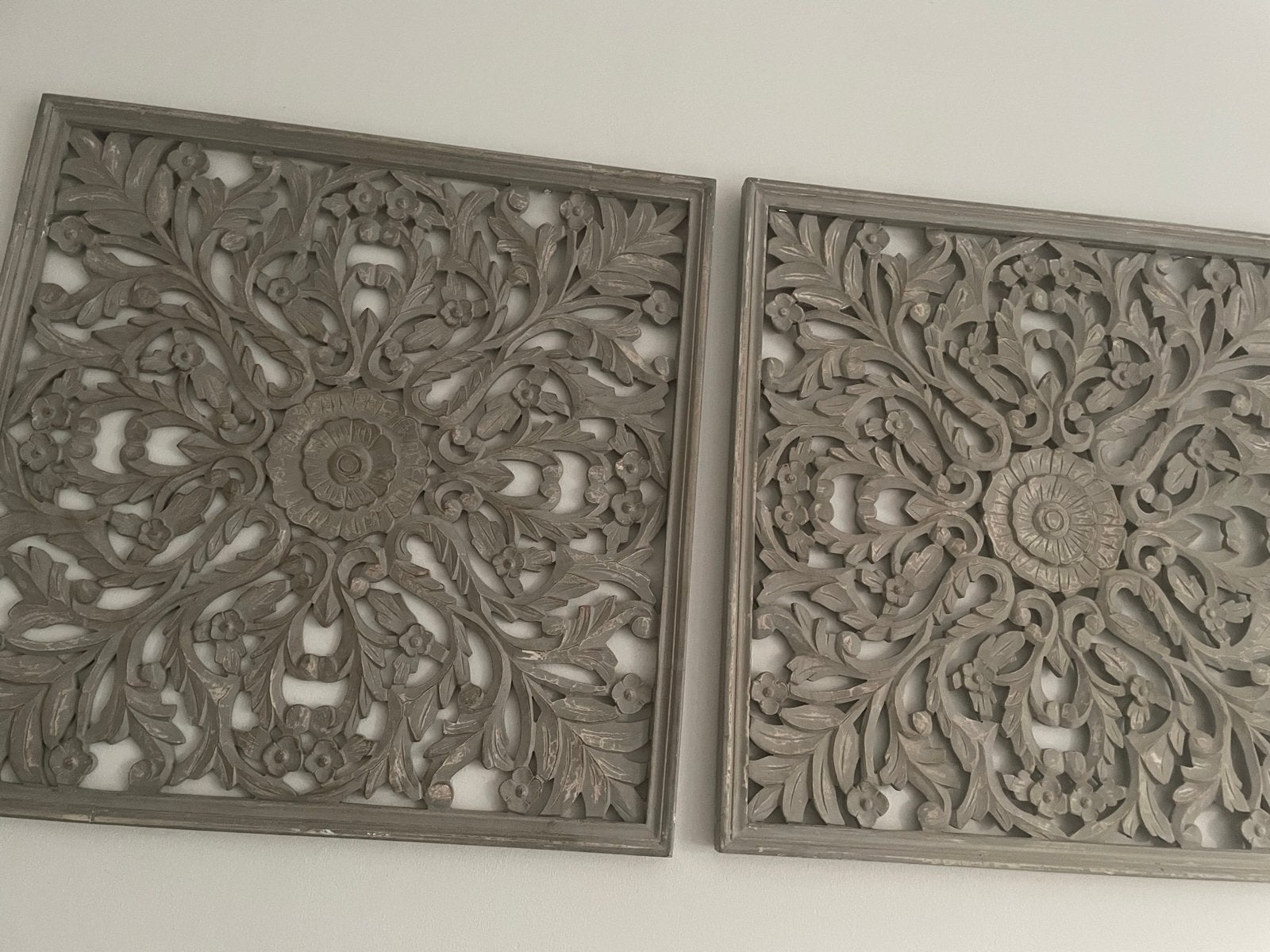 Set van 2 Houten Wandpanelen - 70x70 cm, Hout, Ophalen of Verzenden, Zo goed als nieuw, Wandbord of Wandpaneel