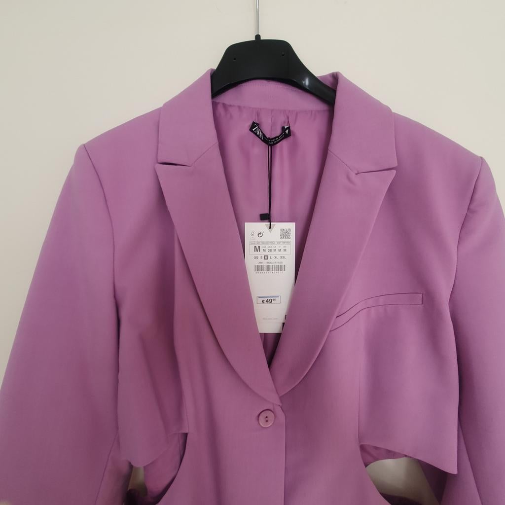 Zara blazer met cut-outs lila voorkant twee zaken  maat M, Kleding | Dames, Jassen | Zomer, Ophalen of Verzenden