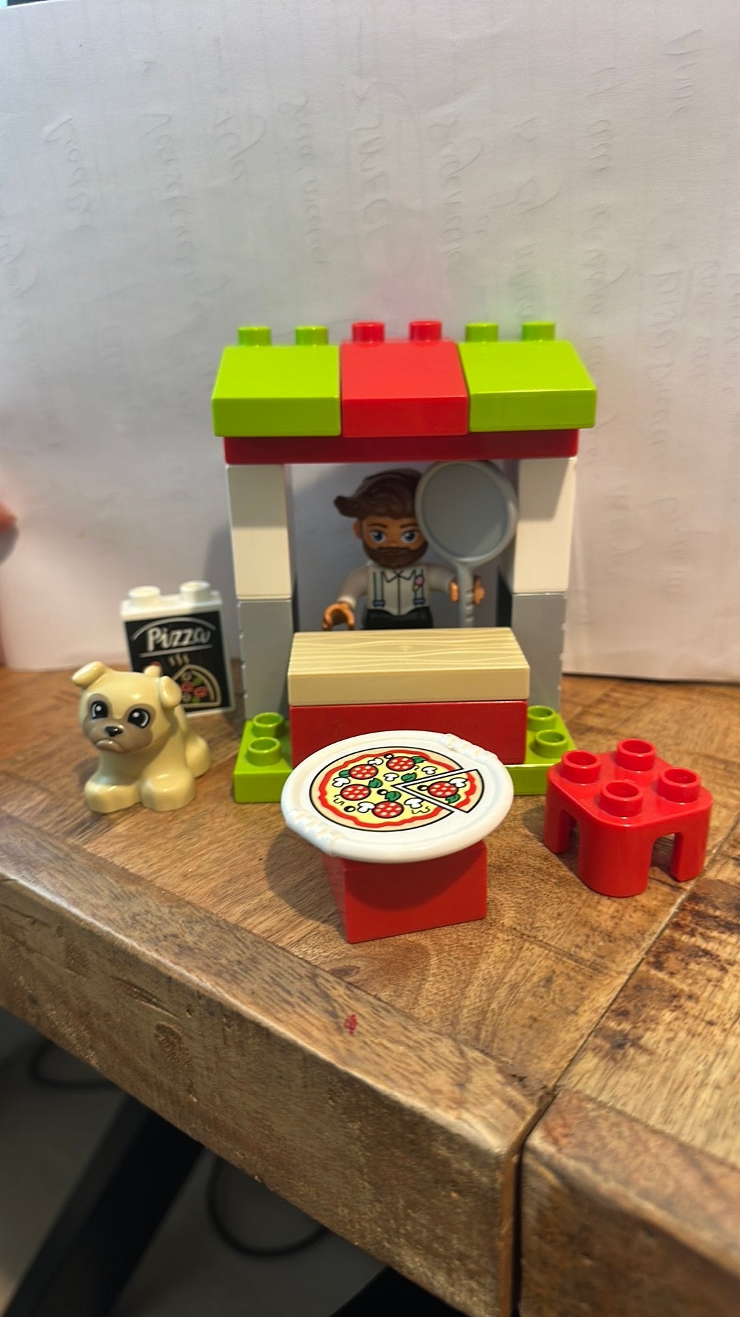 LEGO Duplo Pizzakraam met figuur en hondje, Ophalen of Verzenden, Gebruikt, Overige merken